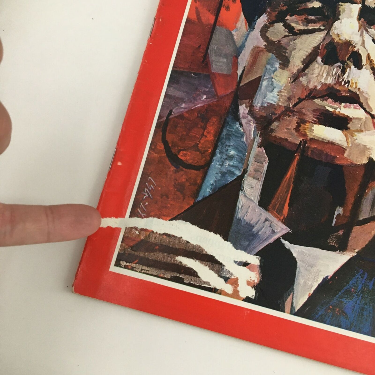 Close-up view of the May 31, 1968, Time Magazine cover featuring President Charles de Gaulle. The image highlights details such as the magazine's edge and minor wear, adding to its historical authenticity and collectible value.