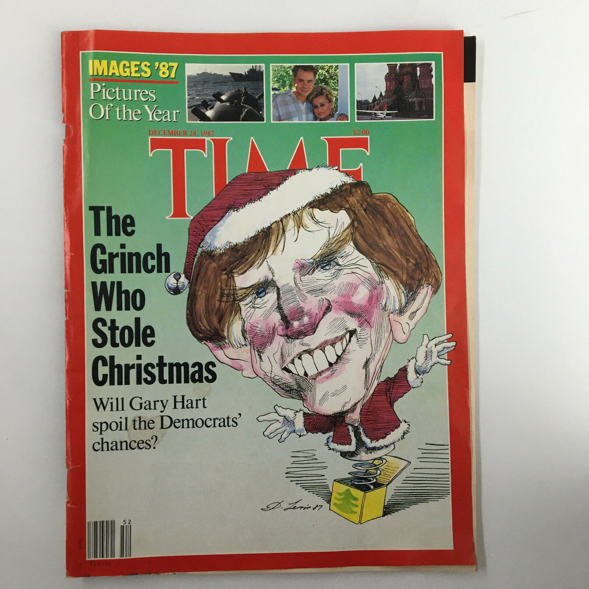 Cover of VTG Time Magazine December 28, 1987 featuring 'The Grinch Who Stole Christmas' with a caricature illustration, highlighting its vintage charm and nostalgic appeal.
