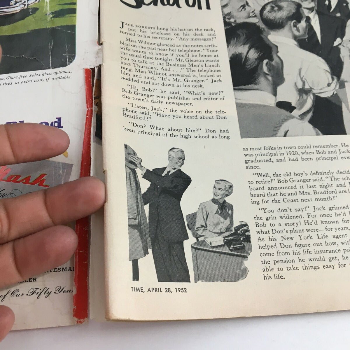 Interior page of Time Magazine dated April 28, 1952, displaying a feature article, providing a glimpse into the magazine's content and historical context during the era.