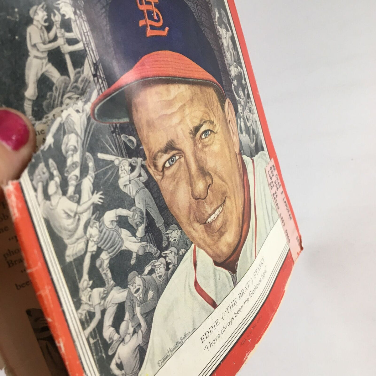 Close-up of Eddie 'The Brat' Stanky on the cover of Time Magazine, April 28 1952, highlighting his portrait and quotes within a historic sports context.