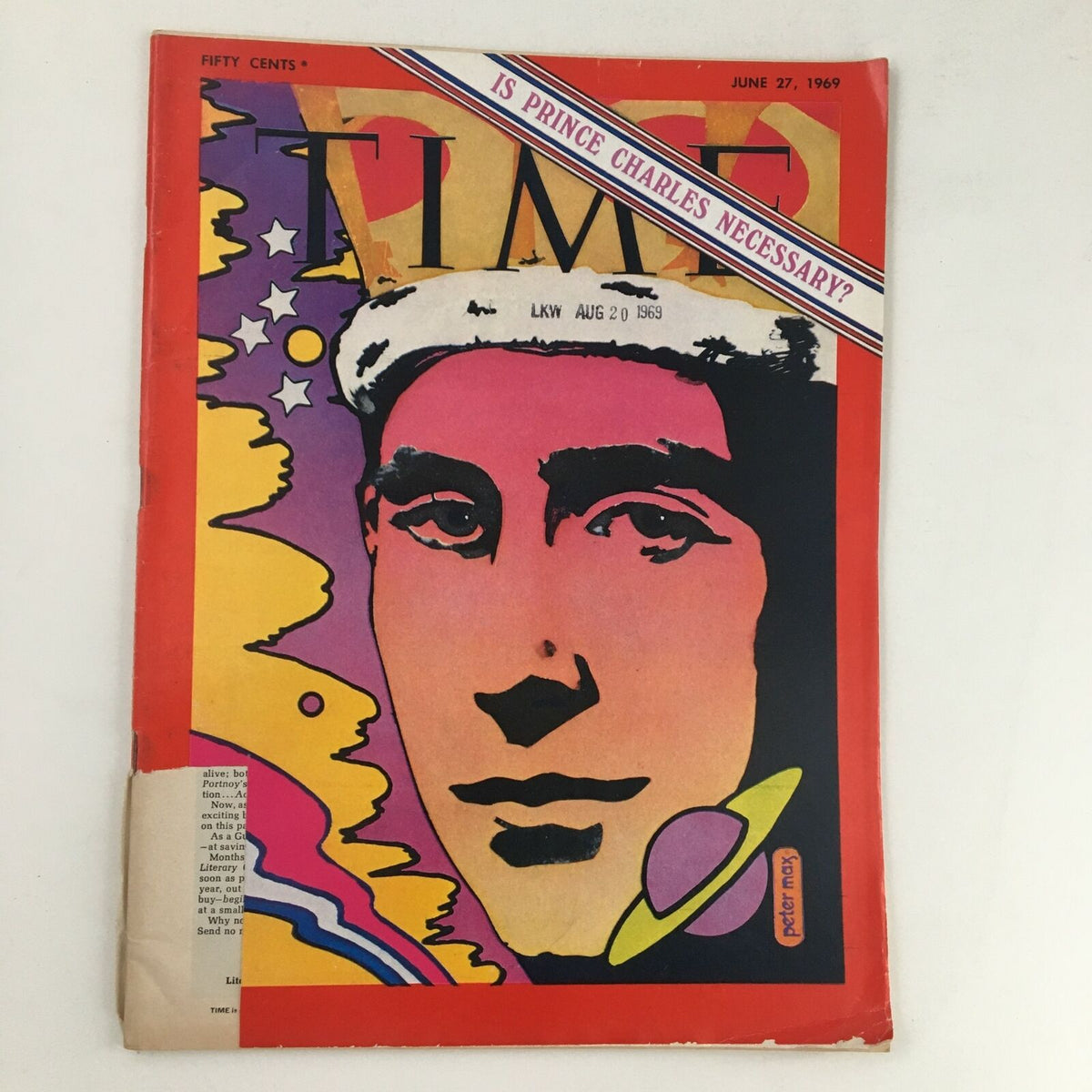 Cover of Time Magazine from June 27, 1969, Vol. 93 No. 26, featuring the headline 'Is Prince Charles Necessary?' with colorful pop art design.
