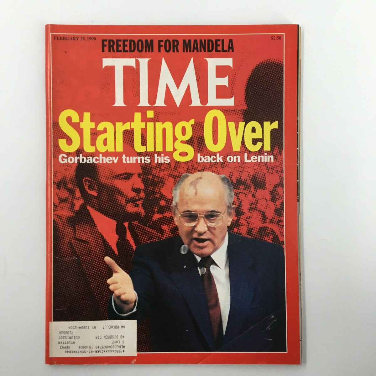 Time Magazine from February 19, 1990, featuring the cover story 'Starting Over', highlighting Mikhail Gorbachev as he turns his back on old ideologies in the Soviet Union.