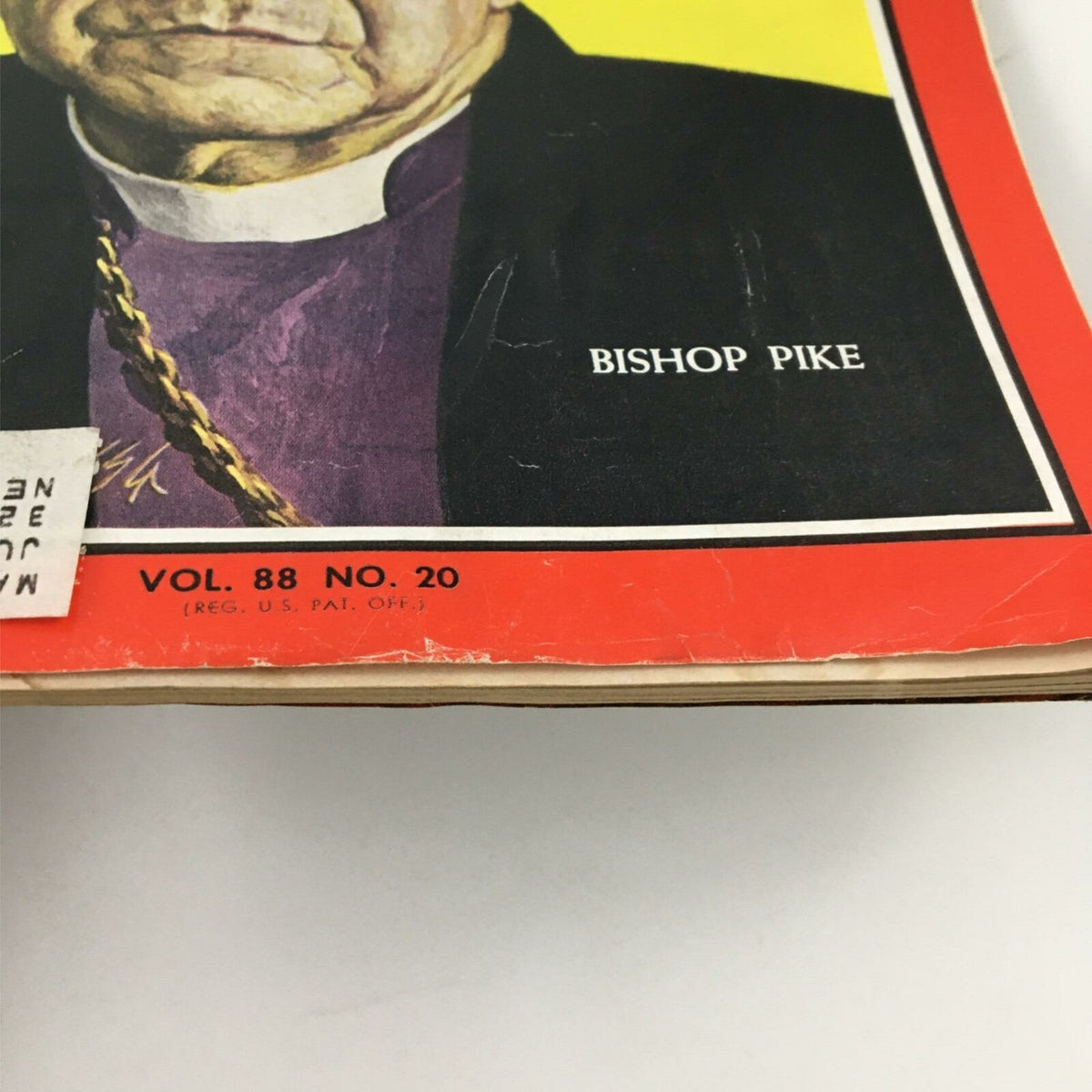 VTG Time Magazine November 11, 1966 featuring Bishop Pike on the cover with the title in bold. The magazine showcases themes of faith, religion, and Christianity from the 1960s.