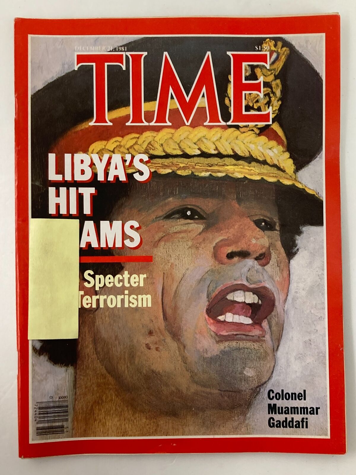 VTG Time Magazine December 21 1981 featuring Colonel Muammar Gaddafi on the cover, highlighting Libya's hit teams and specter terrorism.