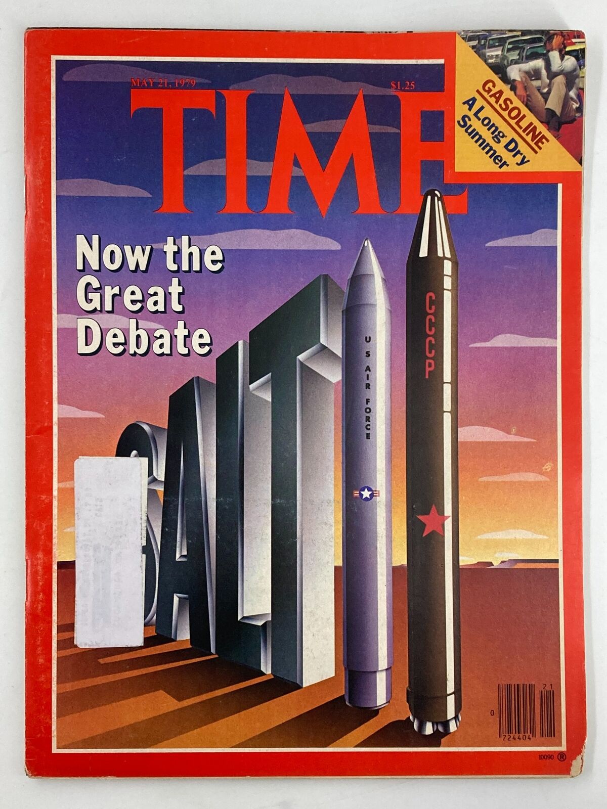 VTG Time Magazine May 21 1979 cover featuring the title 'Now The Great Debate' with images of missiles and the tag 'Gasoline: A Long Dry Summer'.