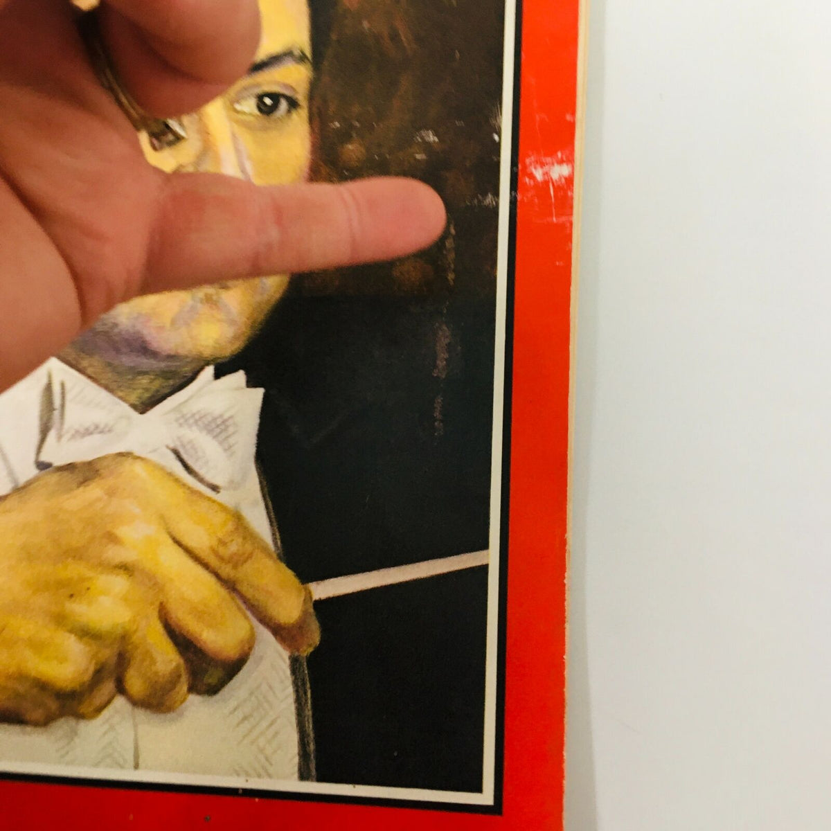 Close-up of the cover of VTG Time Magazine January 19 1968, depicting Zubin Mehta conducting, with a focus on his hand holding a baton and a striking portrait of the conductor.