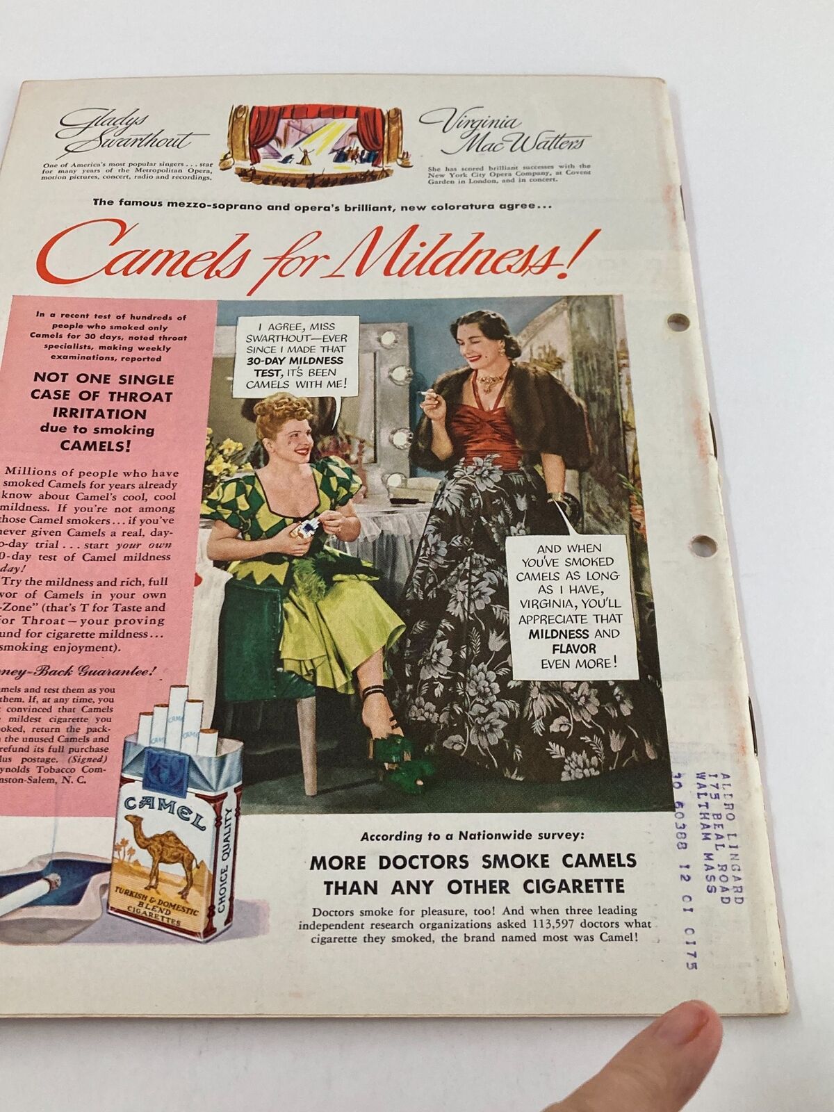 Vintage Time Magazine cover from February 28, 1949, featuring a colorful advertisement for Camels cigarettes with two women discussing the product. The issue is Volume 53, Number 9, highlighting Secretary of State Dean Acheson.