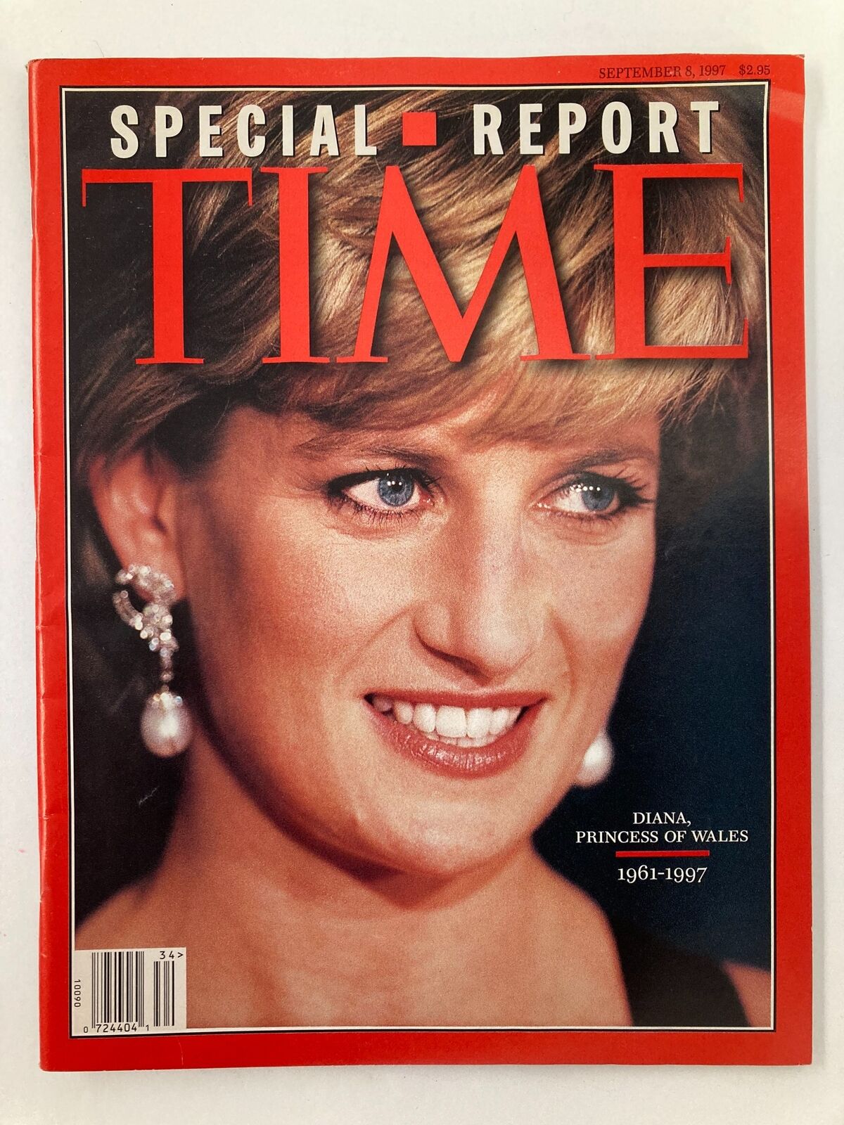 Time Magazine cover from September 8, 1997 featuring Diana, Princess of Wales, commemorating her life from 1961 to 1997.