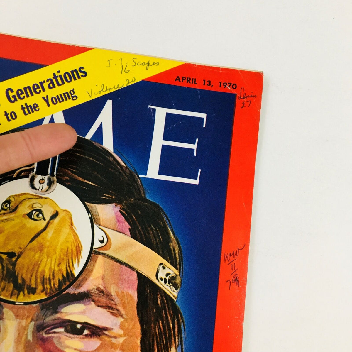 Cover of VTG Time Magazine April 13, 1970, featuring a colorful illustration and handwritten notes, showcasing the German novelist Günter Grass.