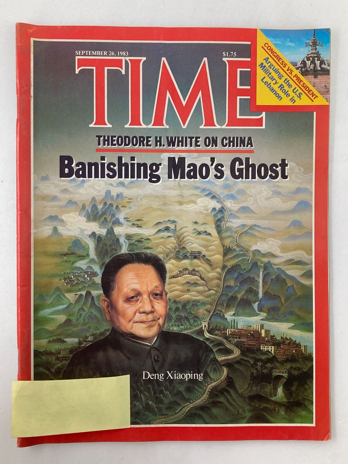 Front cover of VTG Time Magazine September 26 1983 featuring Deng Xiaoping, titled 'Banishing Mao's Ghost', showcasing a portrait of Deng against a scenic backdrop.