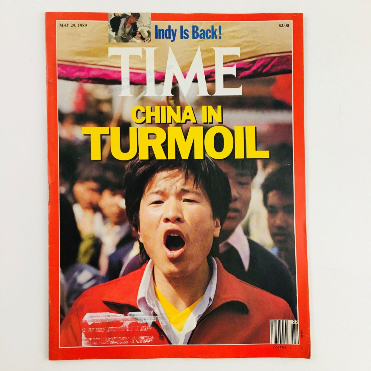 Time Magazine May 29 1989 cover featuring the headline 'China in Turmoil' with an image of a young man passionately expressing his emotions during a protest.