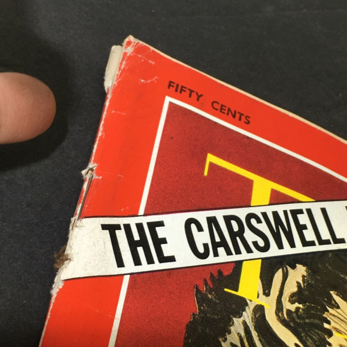 Close-up view of the corner of VTG Time Magazine April 20 1970, highlighting slight damage near the title 'The Carswell Defeat'
