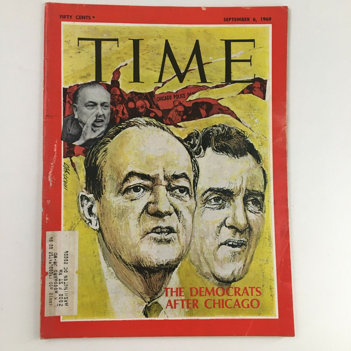 Cover of Time Magazine dated September 6, 1968, Volume 92, No. 10, featuring prominent political figures and the headline 'The Democrats After Chicago'. This vintage magazine captures a pivotal moment in U.S. political history following the Democratic National Convention.