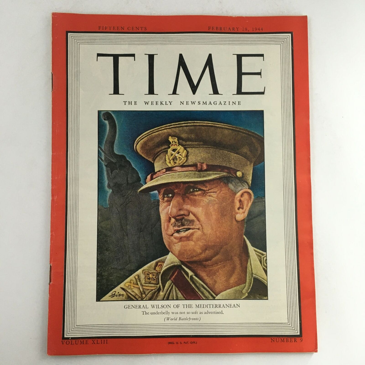 Cover of Time Magazine dated February 28, 1944, featuring General Henry Maitland Wilson, showcasing historical wartime journalism.