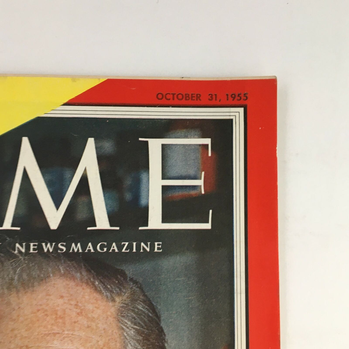 Close-up view of the header from Time Magazine October 31 1955 Vol. 66 No. 18, showcasing the magazine title and date prominently.
