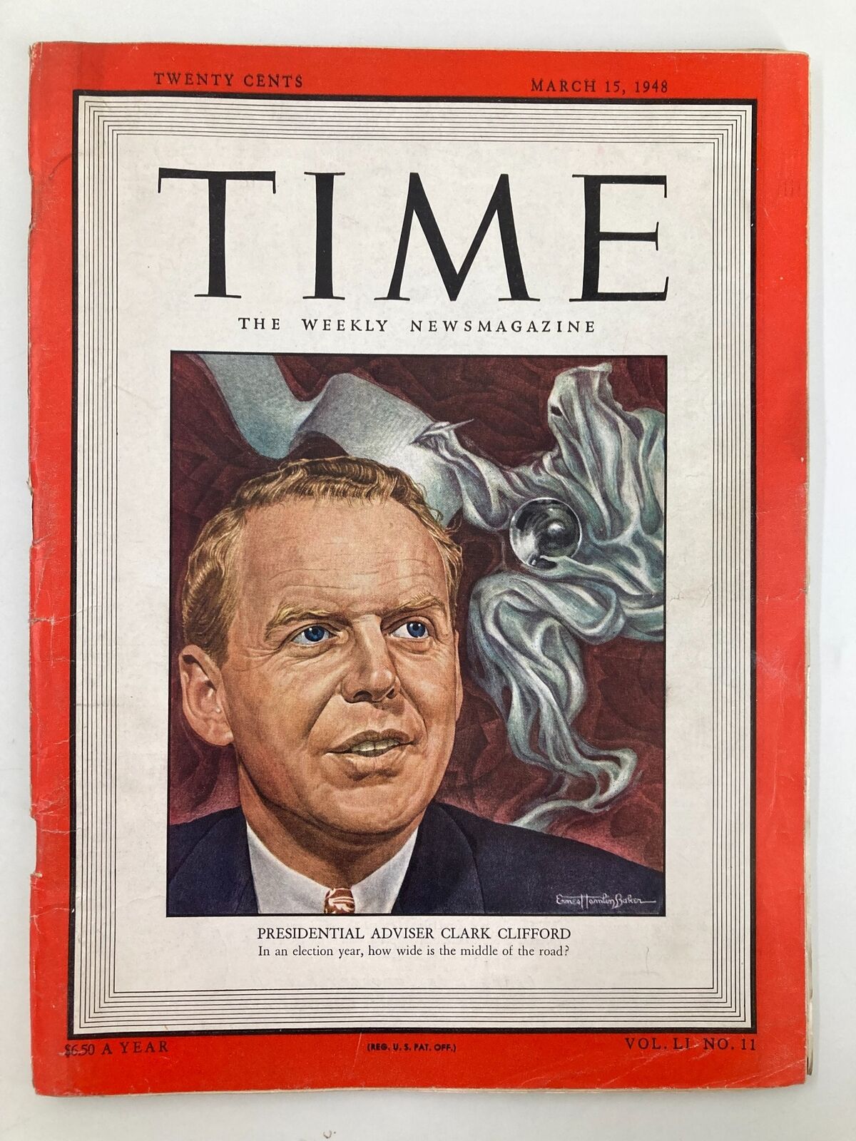Vintage Time Magazine March 15 1948 Vol 51 #11 Pres. Adviser Clark Clifford