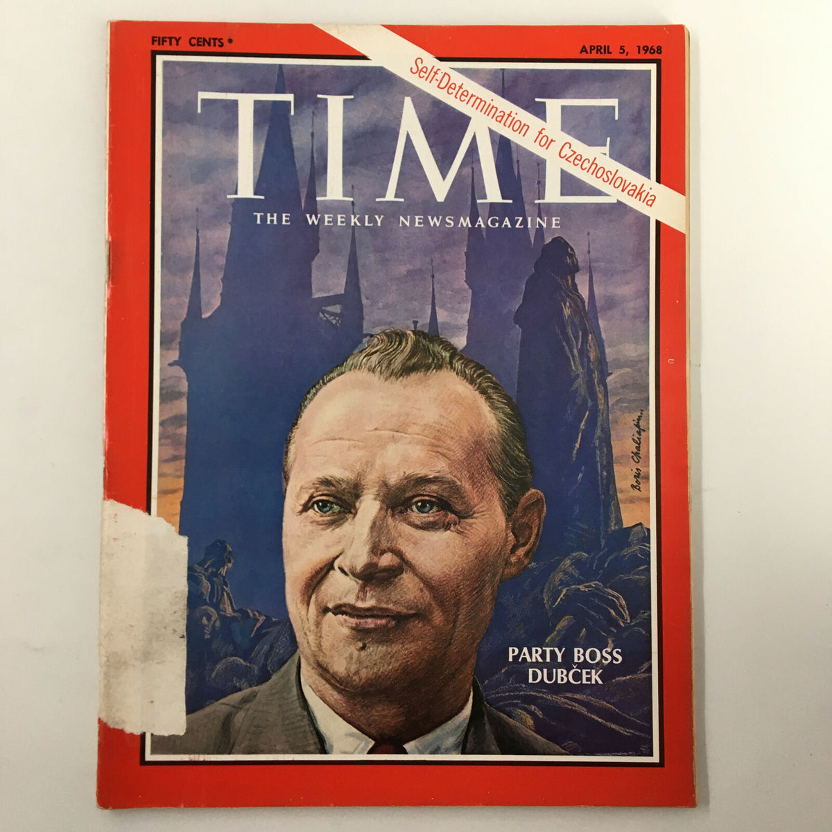 VTG Time Magazine April 5 1968 Vol. 91 No. 41 featuring Alexander Dubček on the cover, showcasing a portrait with a backdrop of historical significance, ideal for collectors and history enthusiasts.