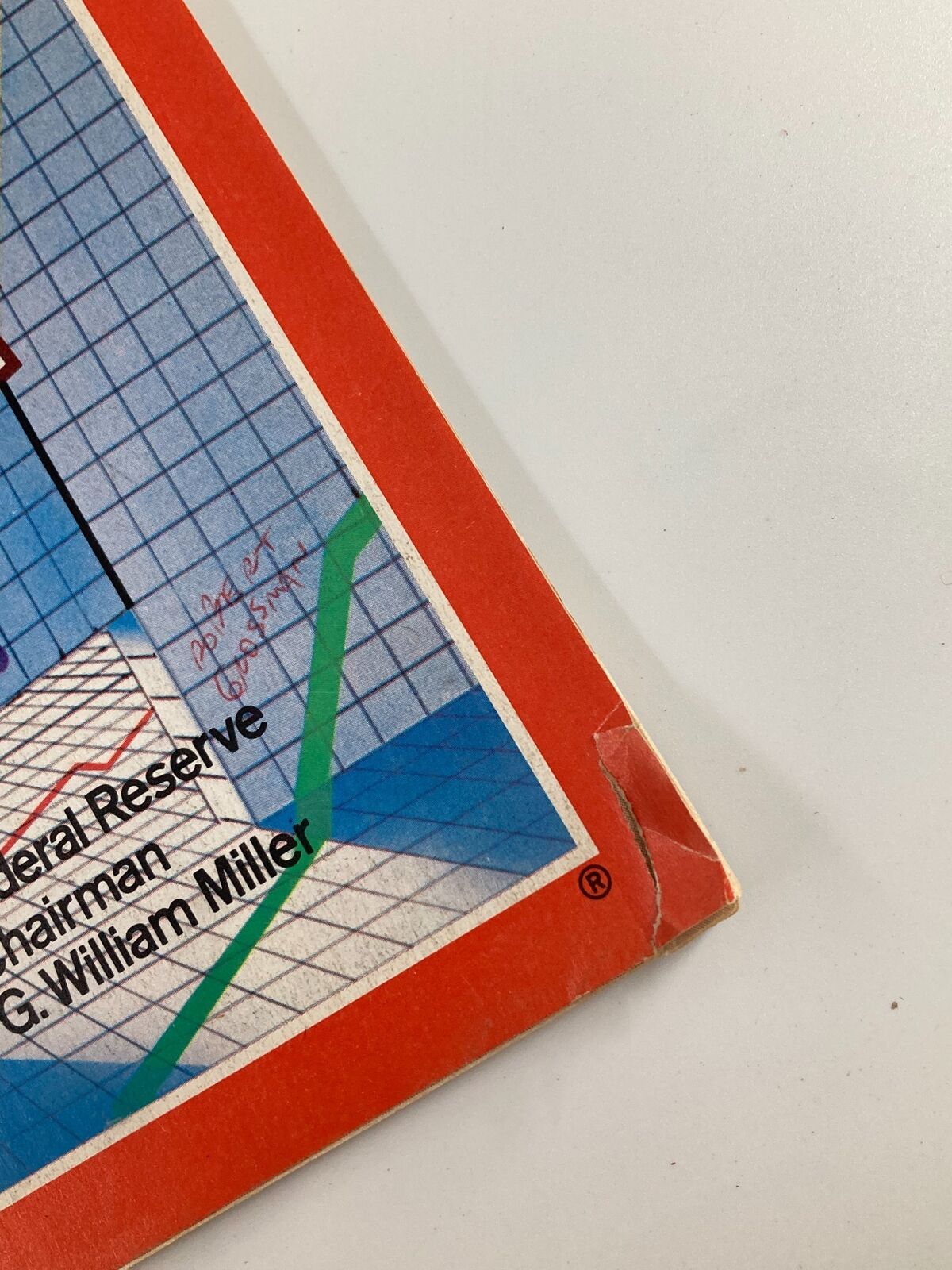 Close-up image of the corner of the VTG Time Magazine July 17 1978, highlighting minor wear and tear on the cover, including a visible tear.