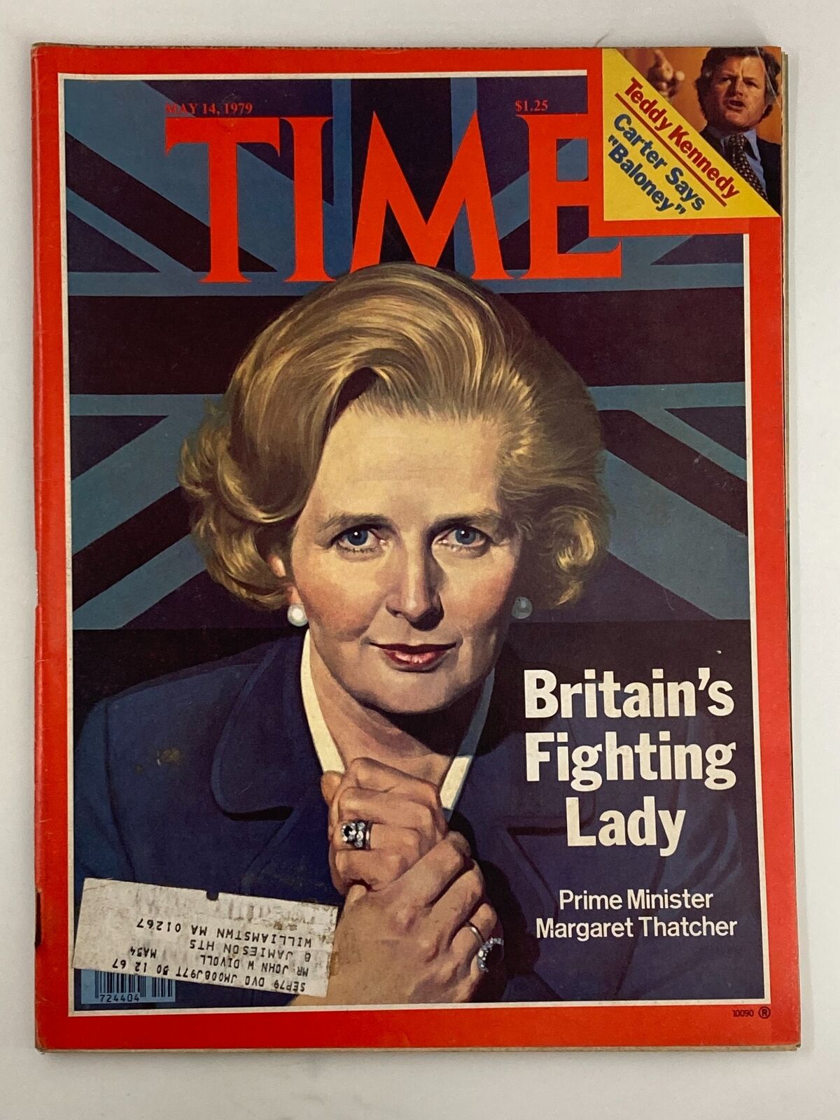 Vintage Time Magazine cover dated May 14, 1979, featuring Britain's Prime Minister Margaret Thatcher, with the title 'Britain's Fighting Lady' prominently displayed.