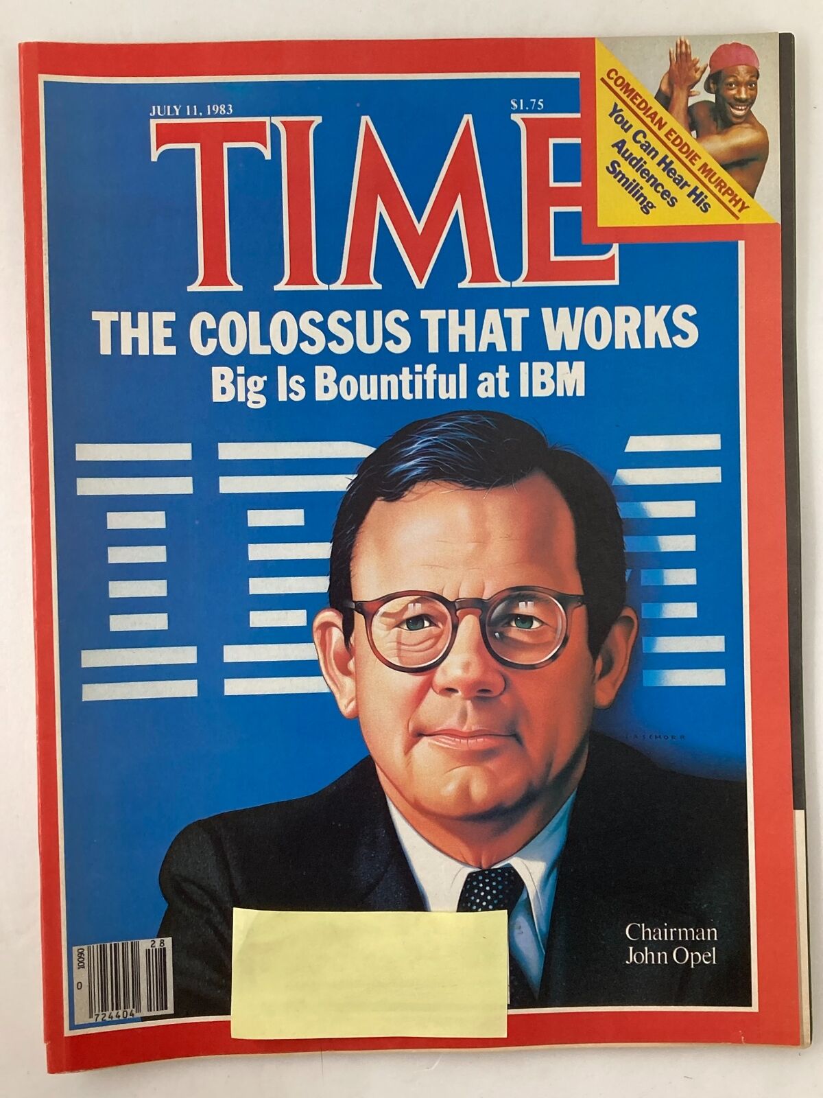 VTG Time Magazine from July 11, 1983, titled 'The Colossus That Works' featuring Chairman John Opel, showcasing IBM's success during a transformative era in business.