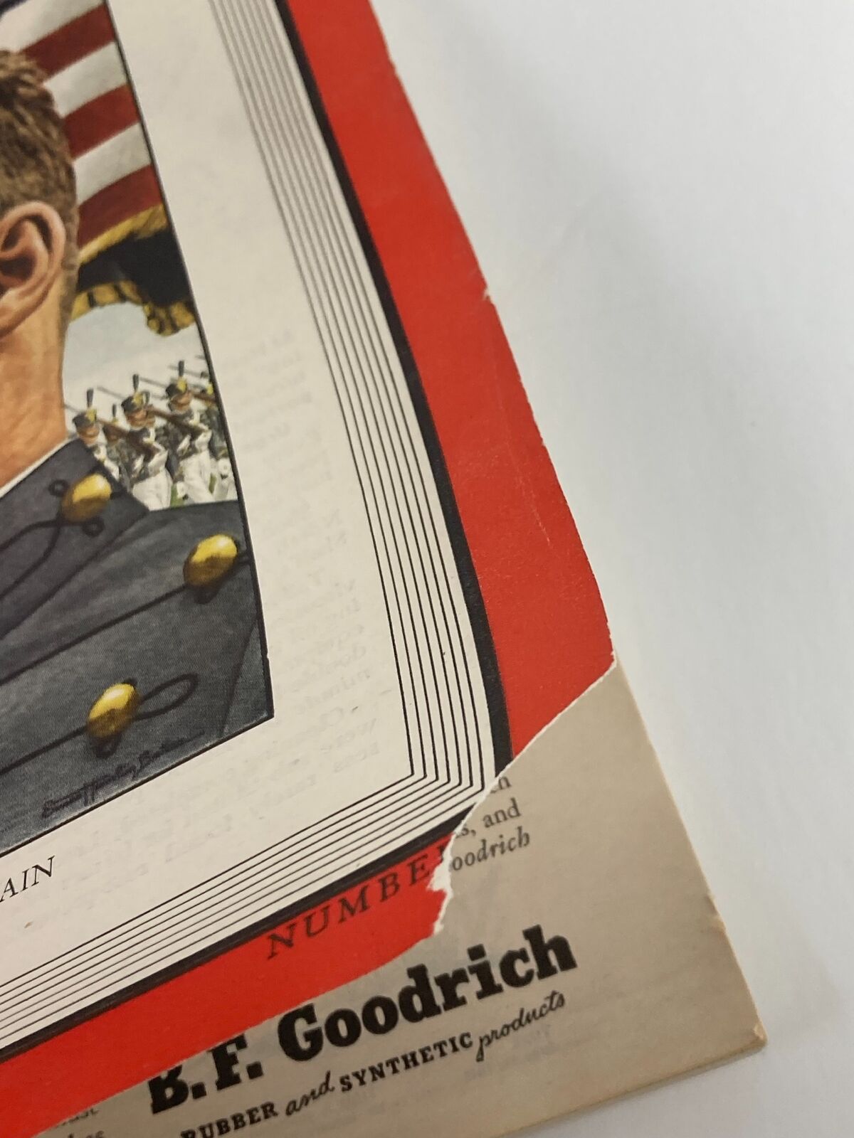 Detail view of the bottom corner of VTG Time Magazine June 11 1945 Vol 45 #24, showing part of the back cover and publication details.