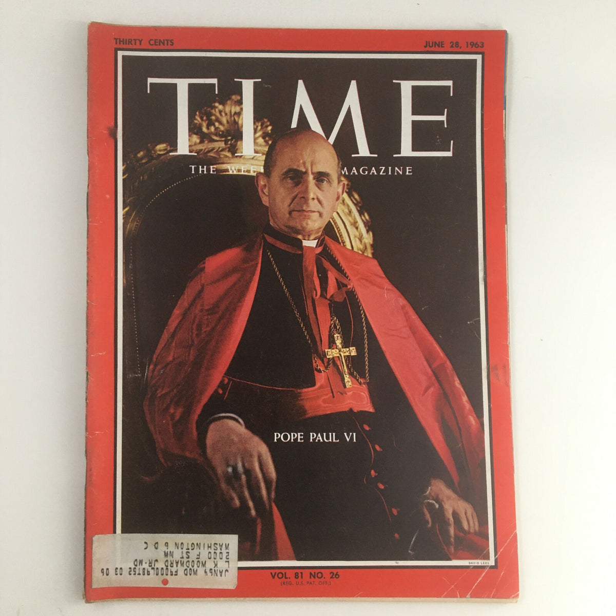 Time Magazine June 28, 1963, featuring Pope Paul VI on the cover, showcasing the historical significance of the early 1960s. This vintage issue is Vol. 81 No. 26, ideal for collectors and historians.