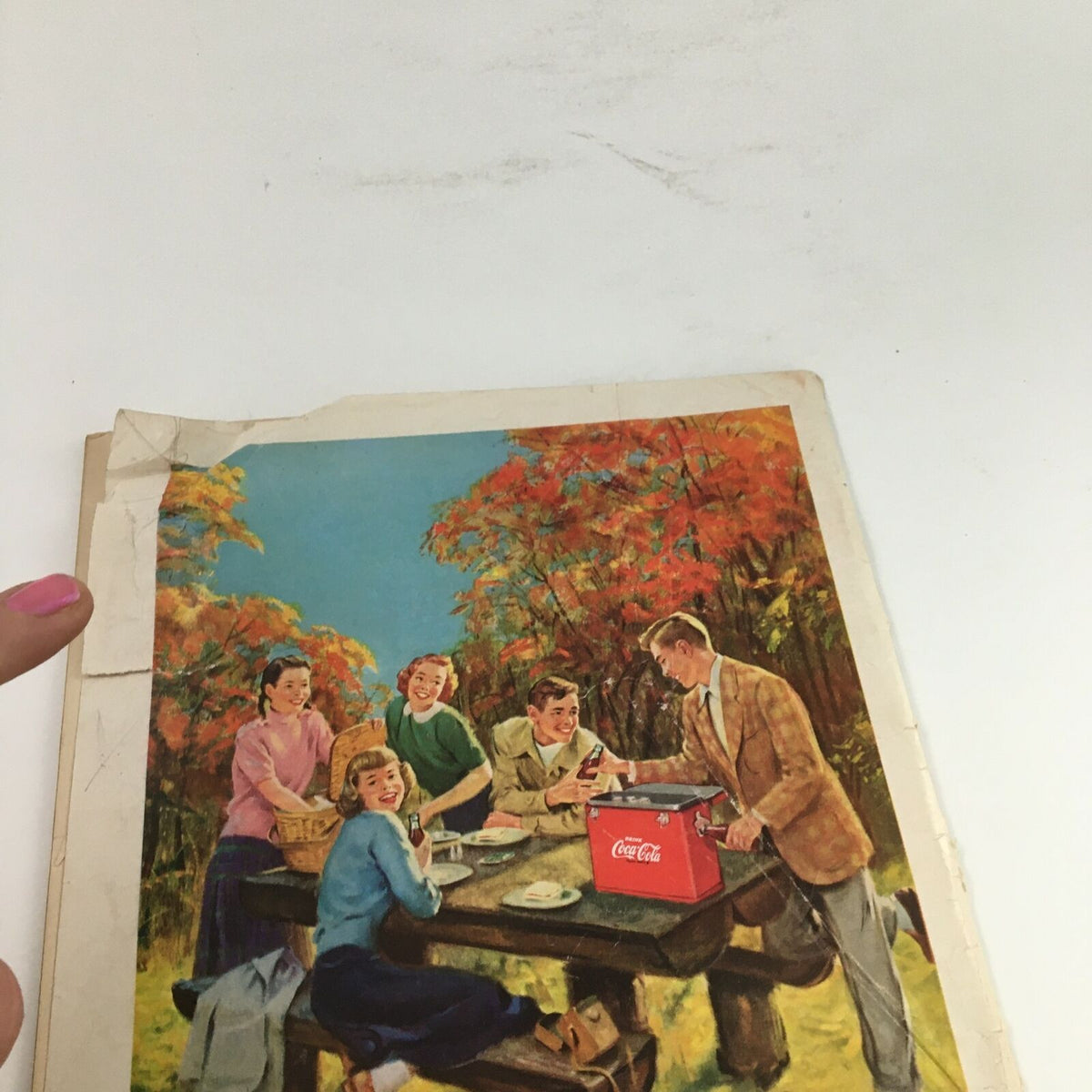 Time Magazine October 2 1950 Vol 56 #14 cover illustration depicting a cheerful autumn gathering of friends around a picnic table, emphasizing camaraderie and vintage Americana.