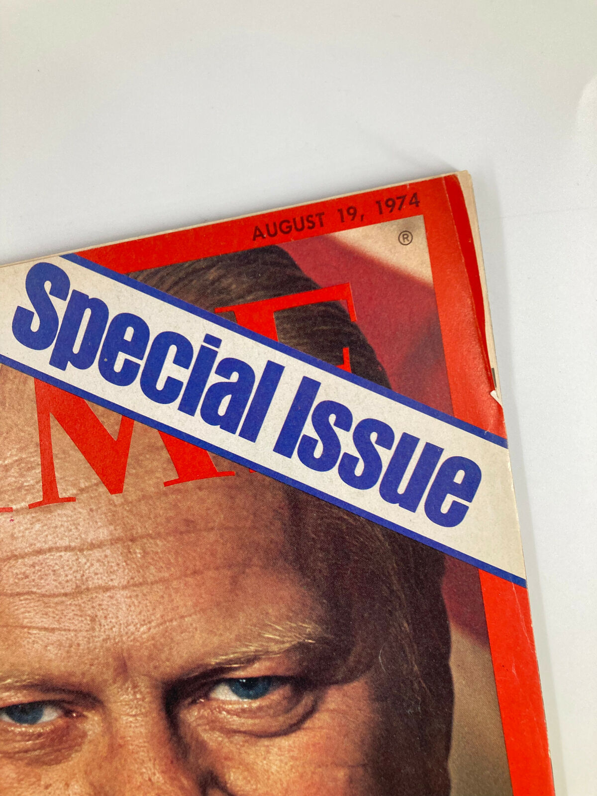 Close-up of the VTG Time Magazine August 19 1974 cover showcasing the 'Special Issue' label alongside the title 'THE HEALING BEGINS' and the publication date.