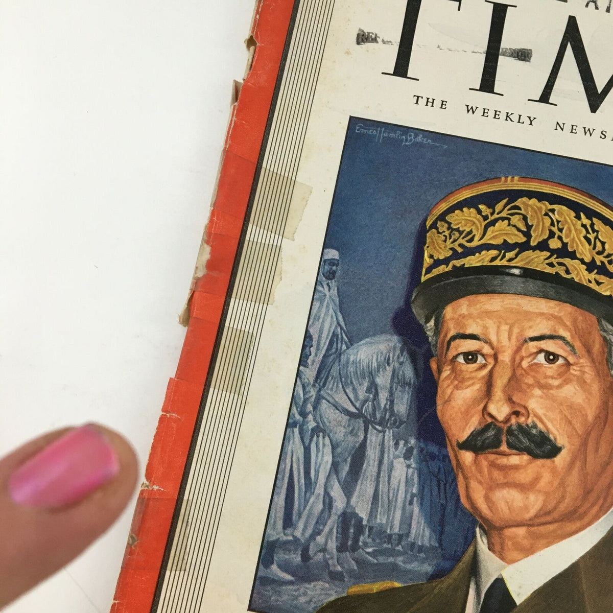 Close-up detail of the Time Magazine cover from March 29 1943, highlighting General Henri Honoré Giraud's portrait and surrounding imagery.