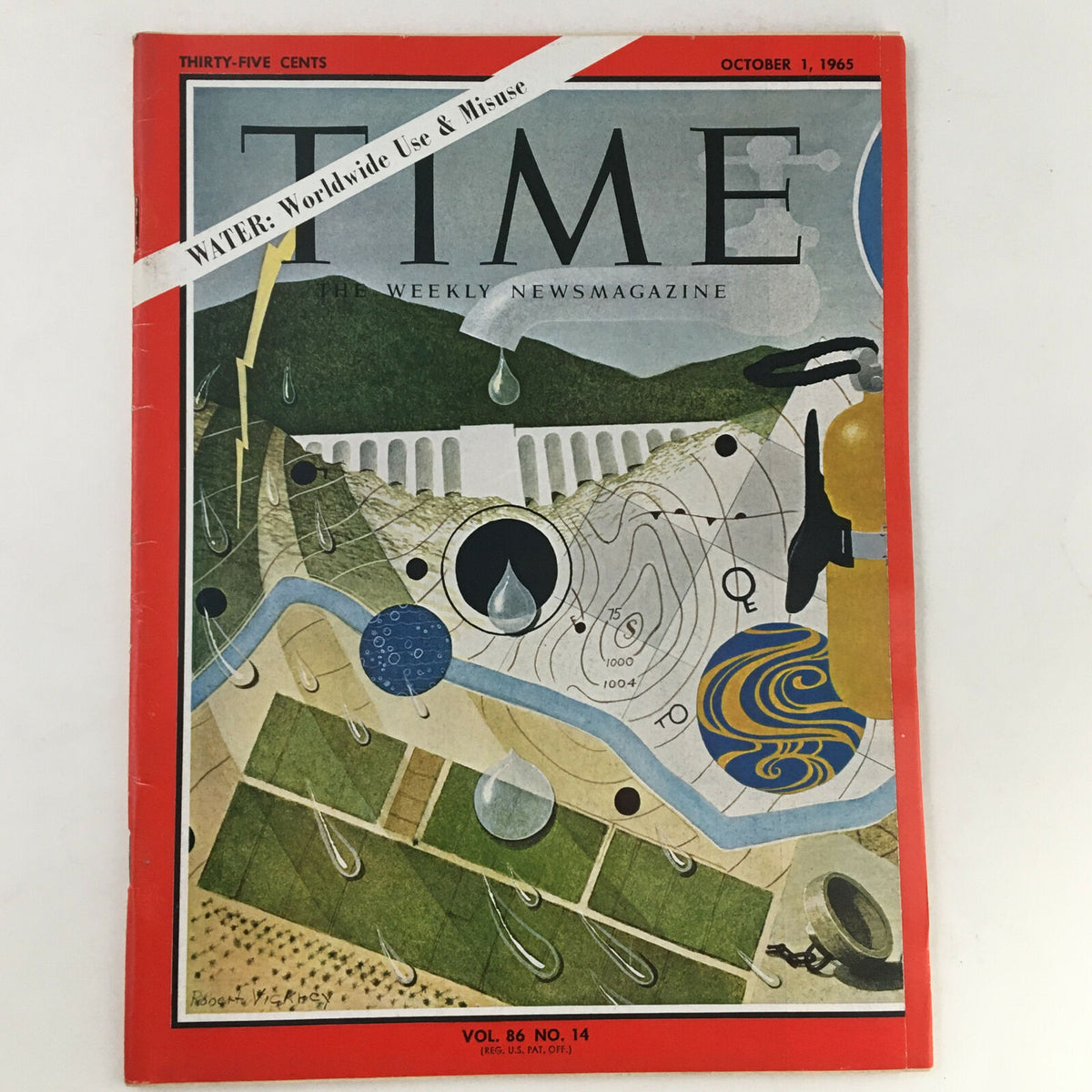 Cover of Time Magazine, October 1, 1965, Volume 86, Issue 14, featuring the theme 'Water: Worldwide Use & Misuse'. The cover showcases a colorful illustration related to water management and conservation.