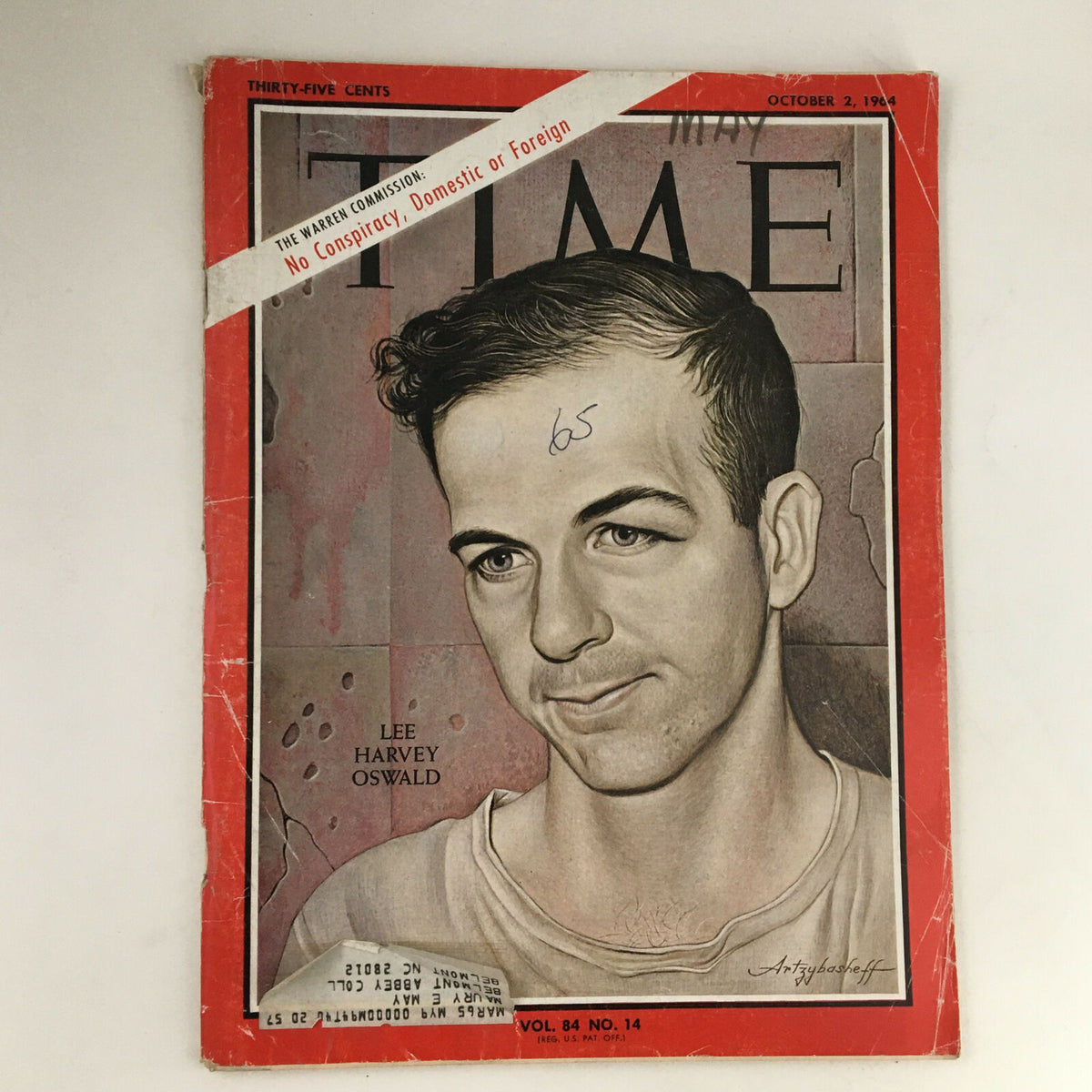 Cover of Time Magazine dated October 2, 1964, Volume 84, Number 14 featuring Lee Harvey Oswald, titled 'No Conspiracy'.