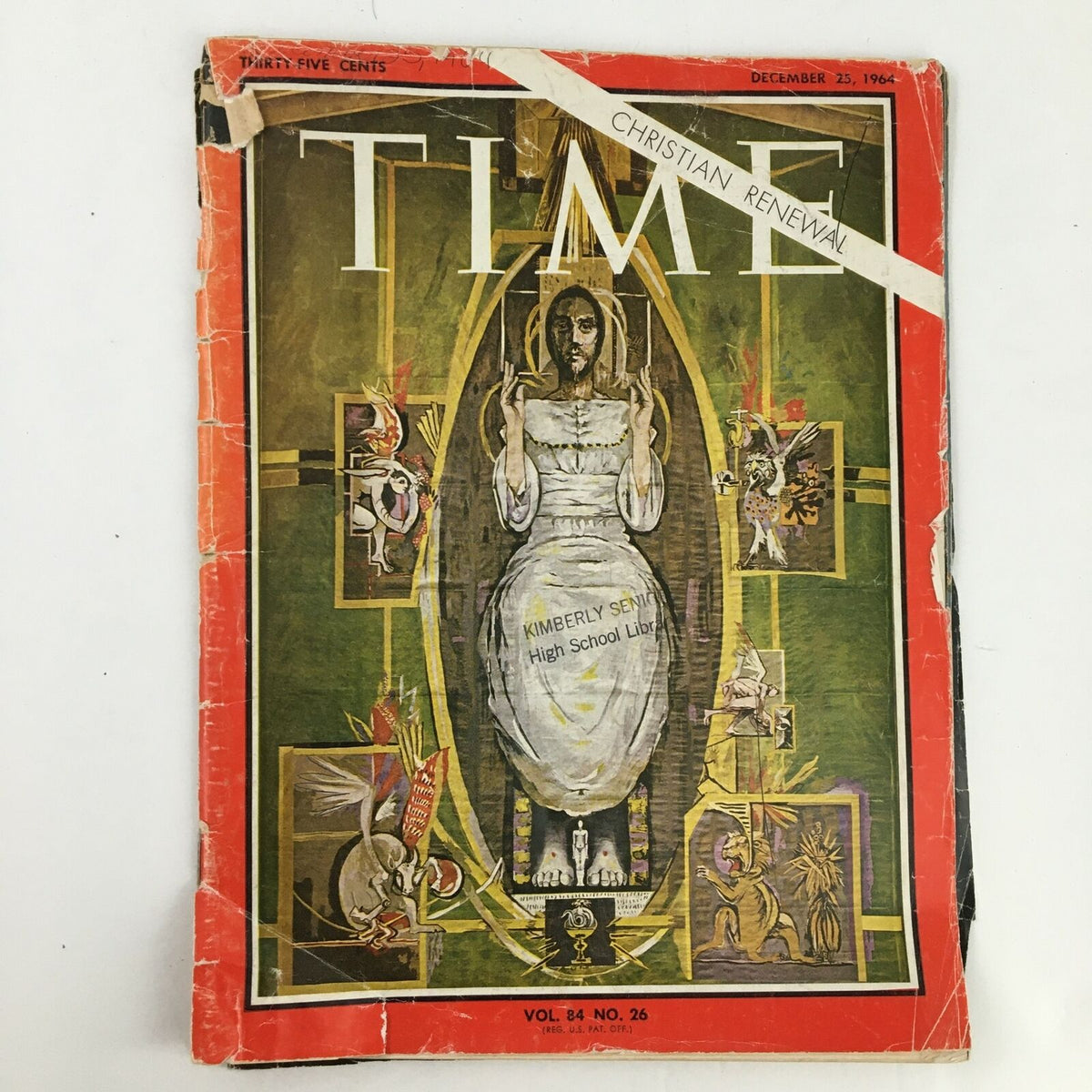 Cover of Time Magazine Vol 84 No. 26, December 25, 1964 featuring the theme of Christian Renewal, showcasing artistic elements and unique historical details.