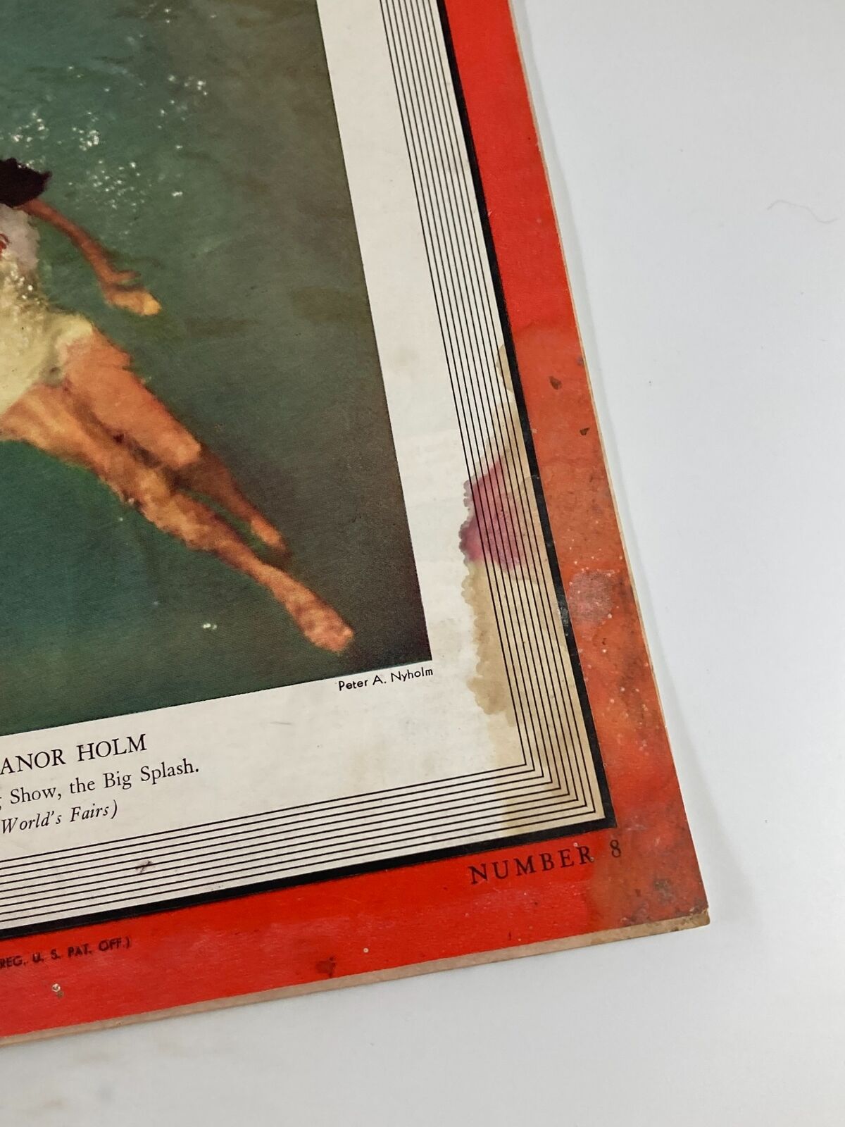 Close-up of the corner of the Vintage Time Magazine August 21 1939, showing wear and age, emphasizing the magazine's historical value.