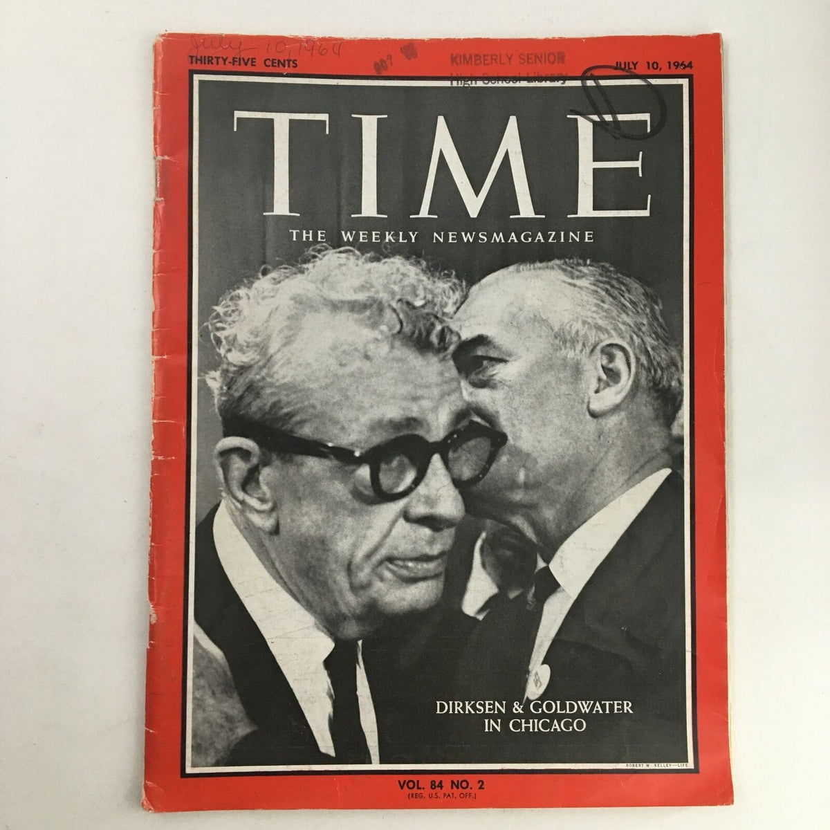 Cover of Time Magazine from July 10, 1964, featuring Everett Dirksen and Barry Goldwater during a significant political moment in Chicago.