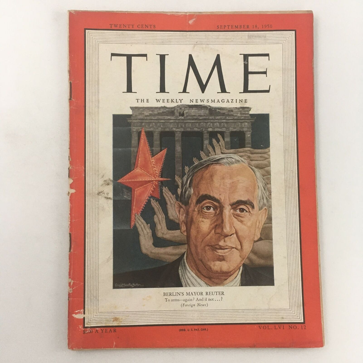 VTG Time Magazine September 18 1950 featuring Berlin's Mayor Ernst Reuter on the cover, showcasing a historical moment with rich editorial content.