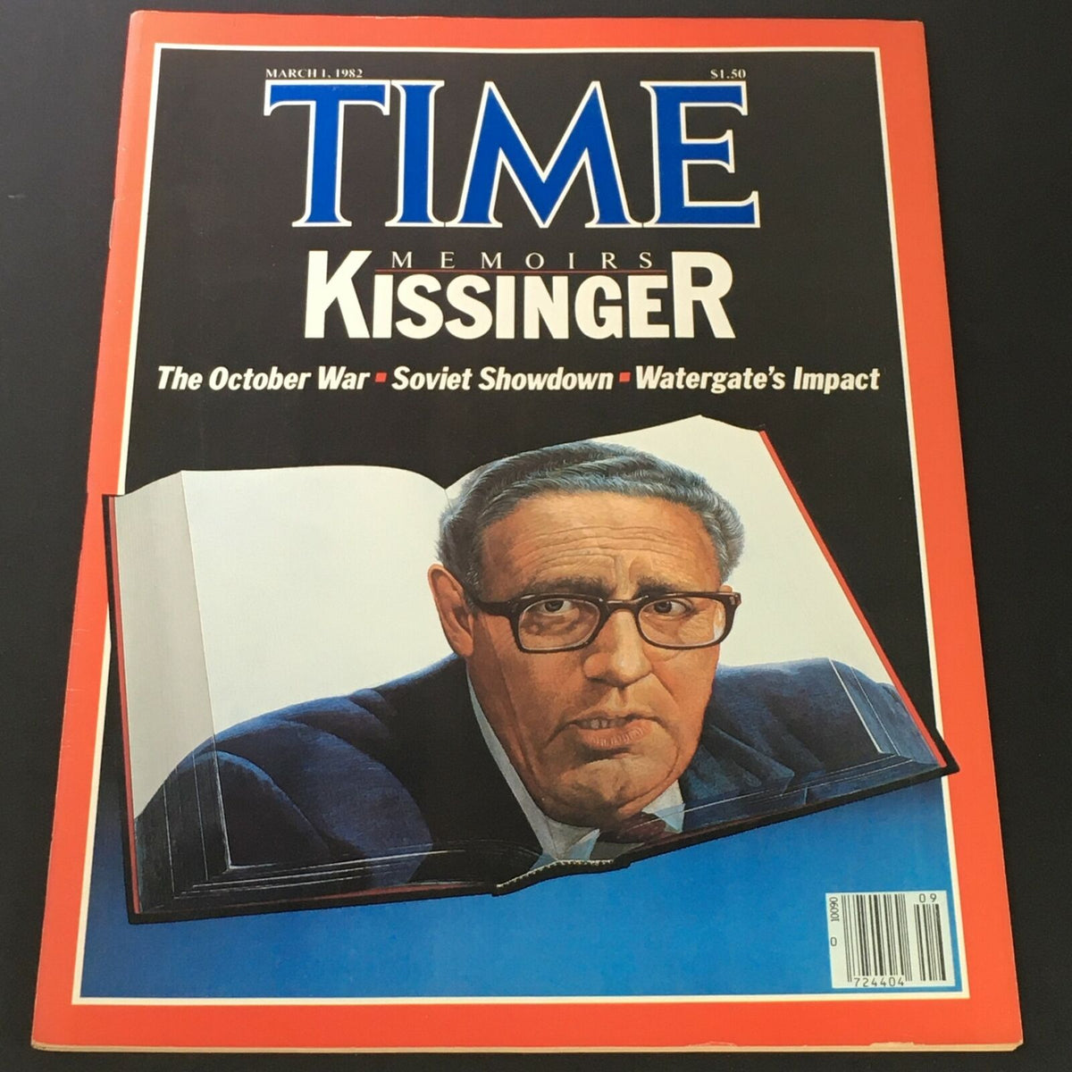 Cover of the VTG Time Magazine from March 1, 1982 featuring Henry Kissinger's memoirs and an analysis of Watergate's impact on American politics. The cover displays a portrait of Kissinger alongside the magazine's title and headlines.