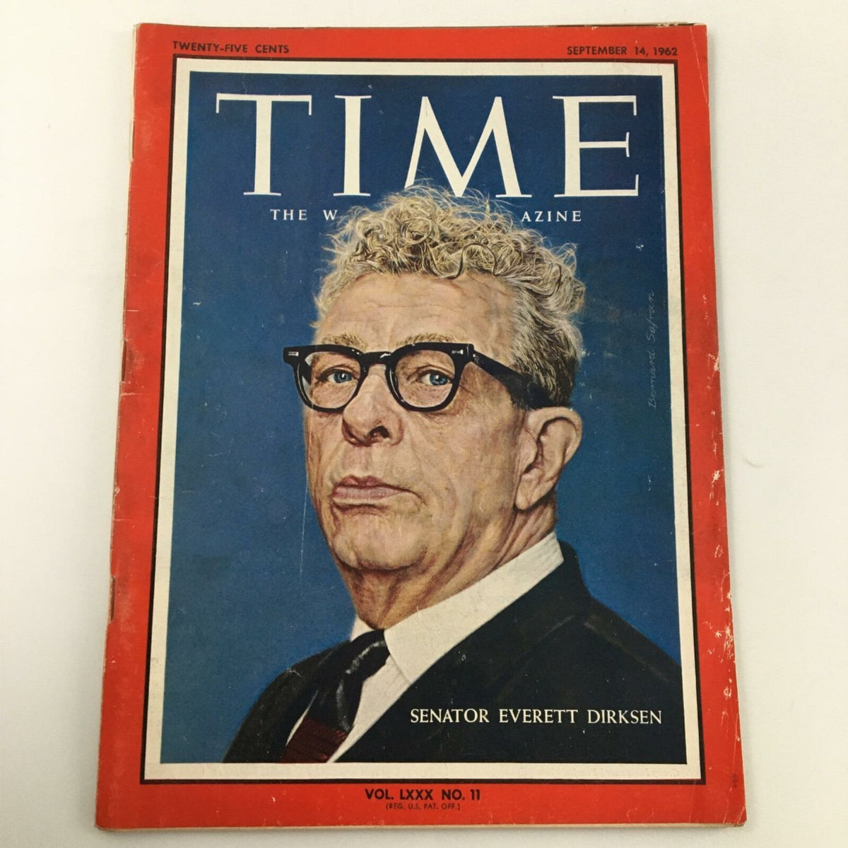 VTG Time Magazine September 14, 1962 featuring a portrait of Senator Everett Dirksen on its cover.