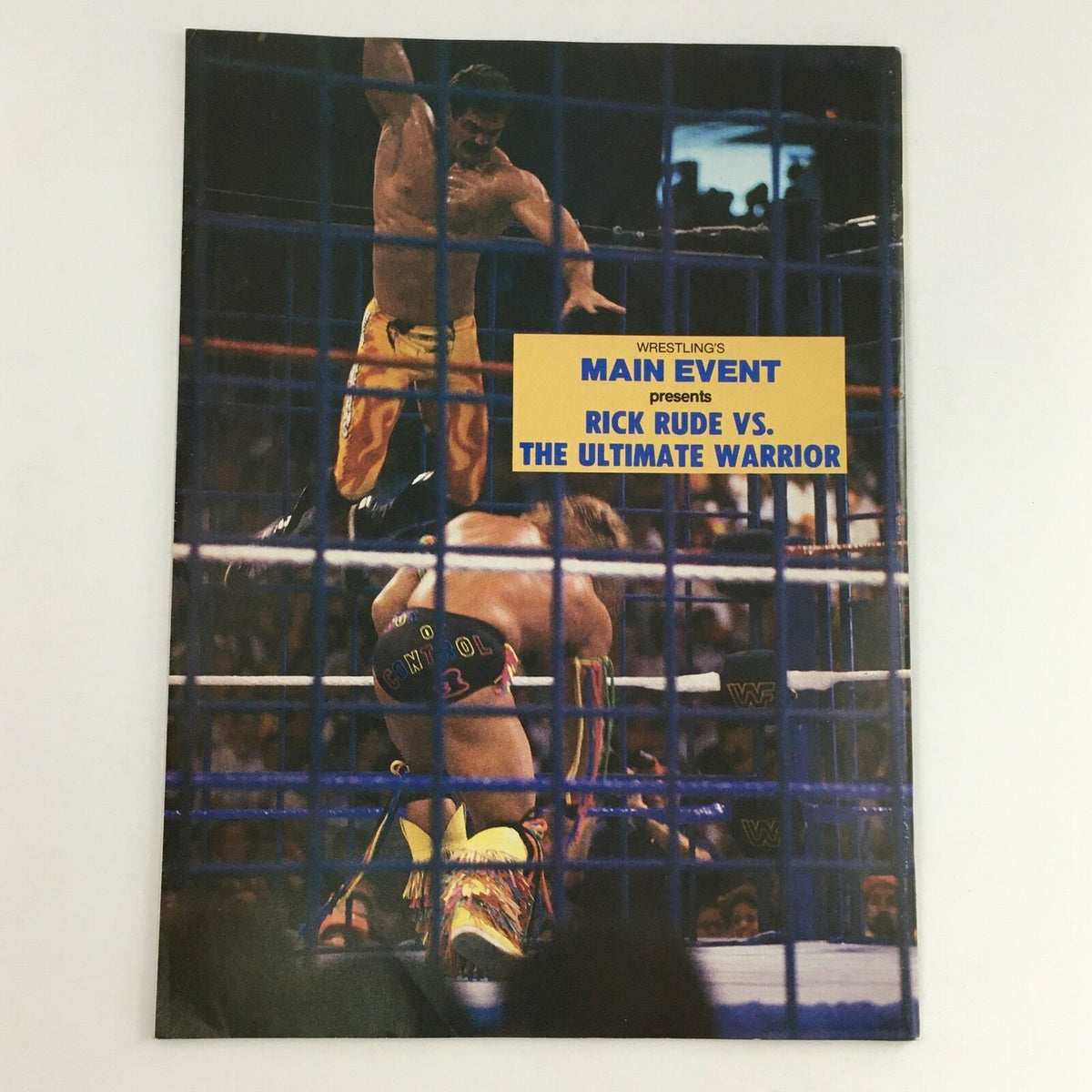 Wrestling's Main Event Magazine March 1991 cover image depicting the iconic match between Rick Rude and The Ultimate Warrior, highlighting the dynamic and competitive nature of wrestling during this era.