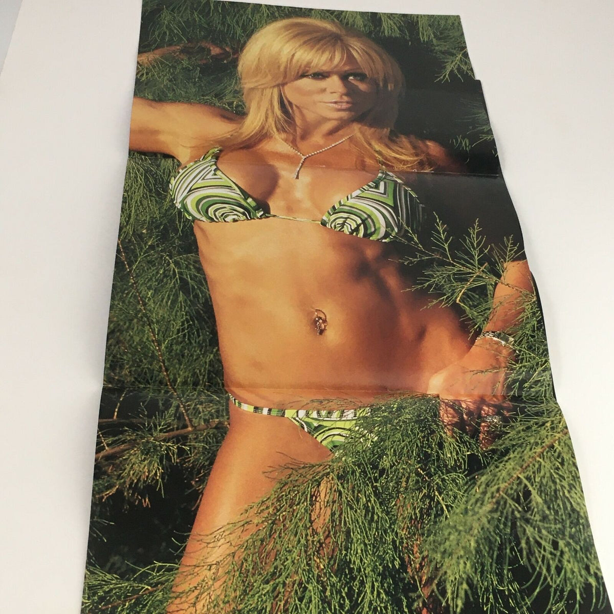 Poster included in WWE Raw Magazine July 2003 showcasing a model in a stunning bikini, emphasizing the magazine's vintage appeal.