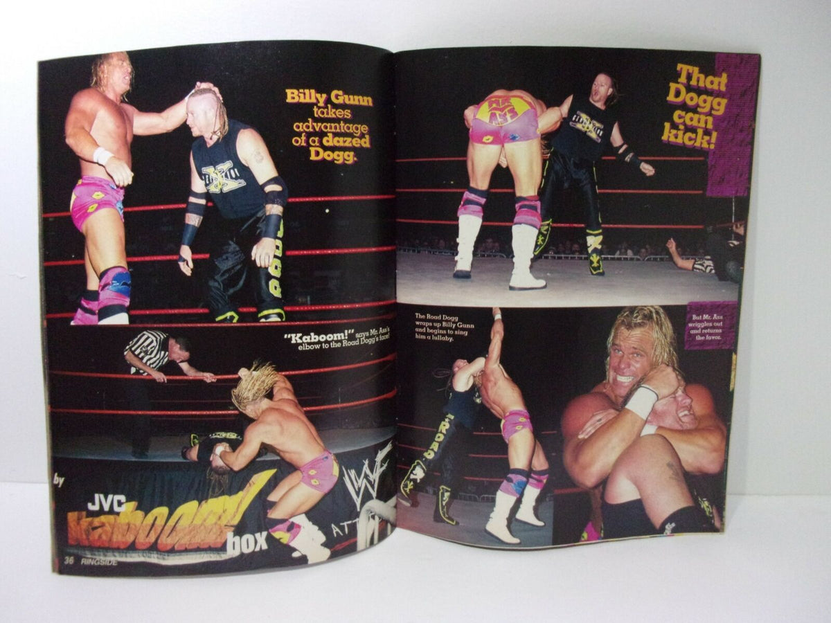An action scene from 'Ringside Wrestling: Undertaker "I'll drink Austin's Blood" October 1999', depicting wrestlers in a dramatic moment during a match.