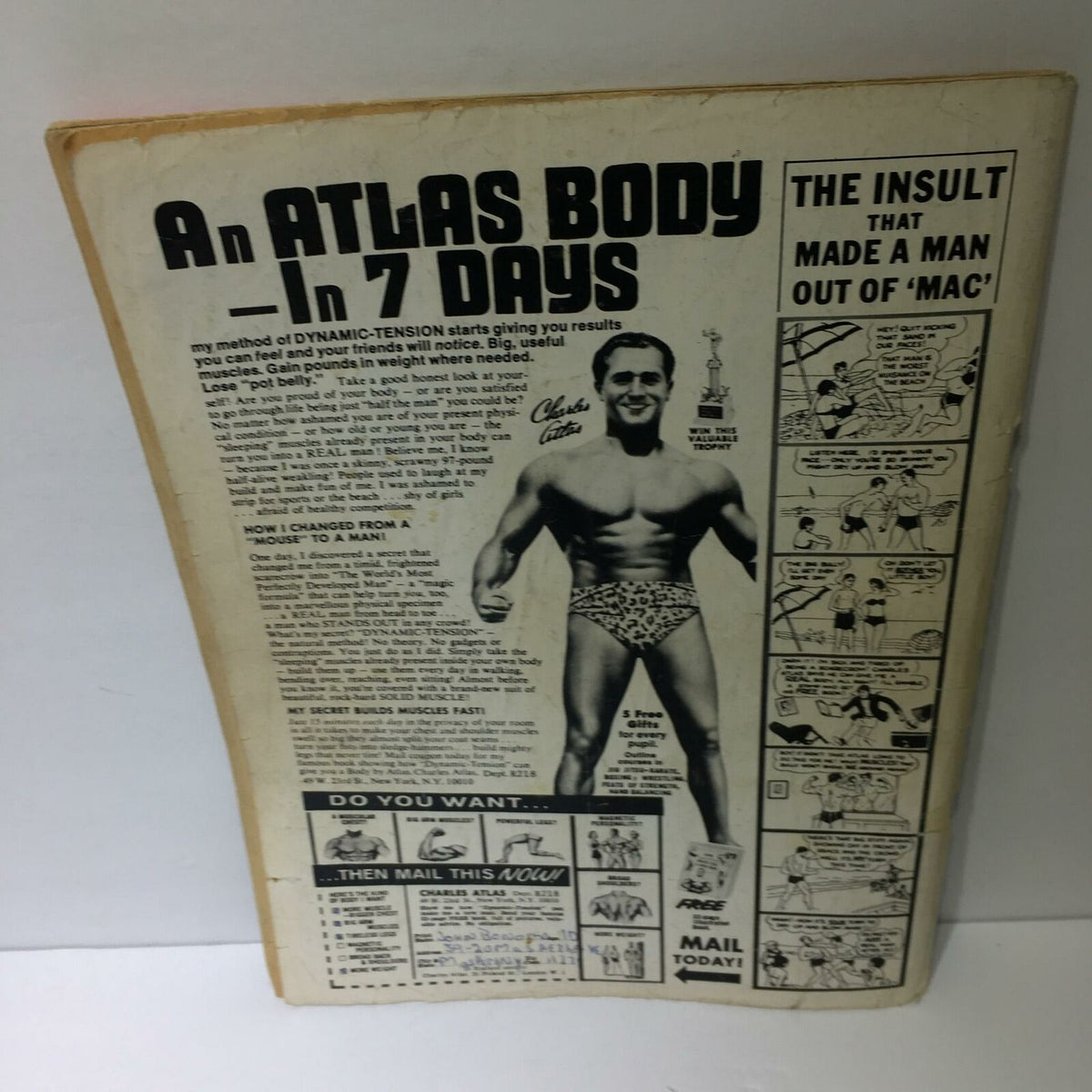Back cover of The Wrestler Magazine April 1976 promoting a fitness program with an image of a muscular man and promotional text.