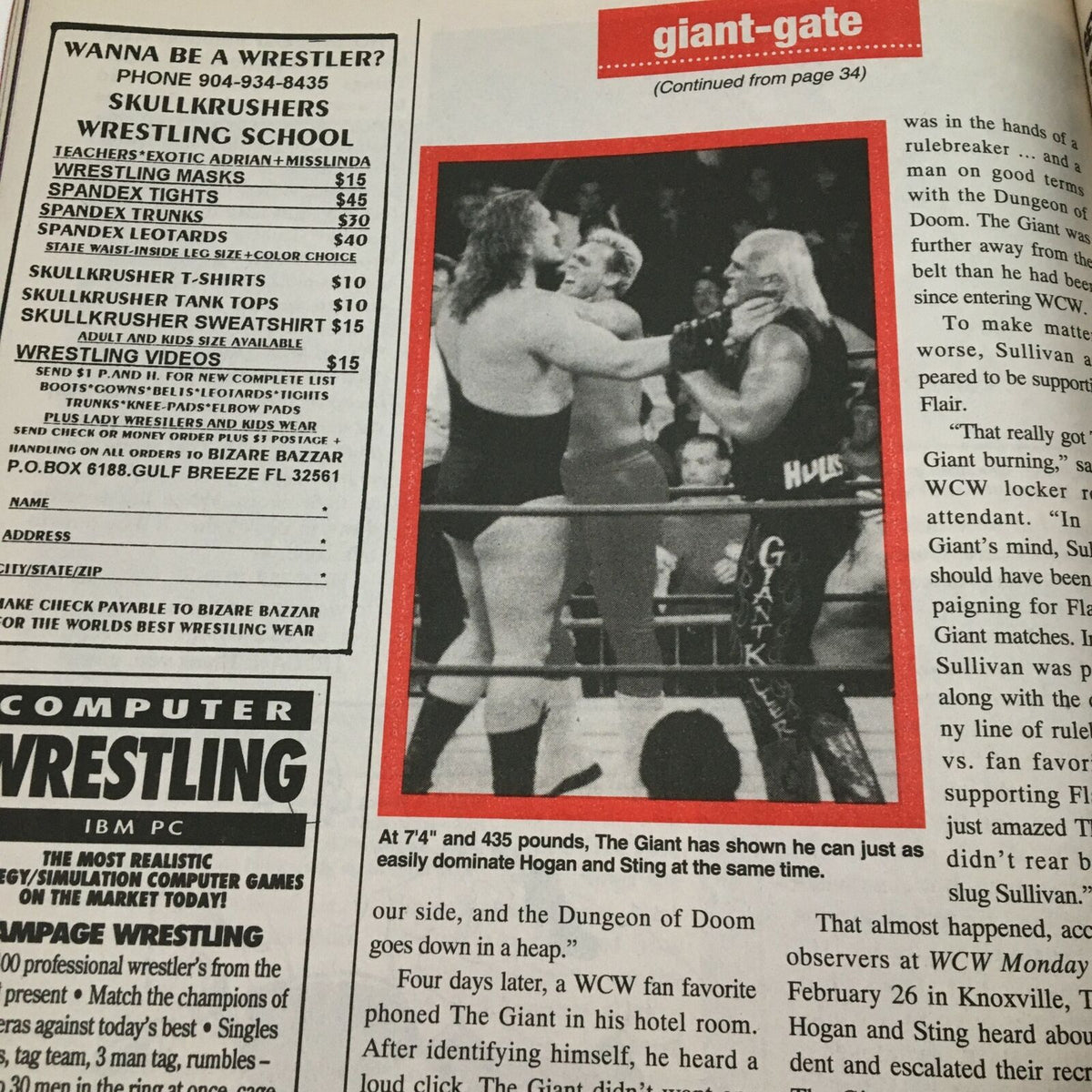 Image from Pro Wrestling Illustrated July 1996, featuring The Giant with Hogan and Sting in a wrestling scenario, capturing the essence of 90s professional wrestling.