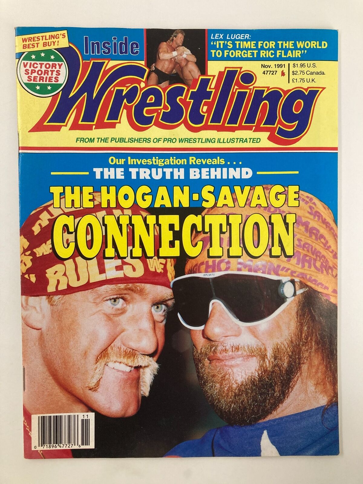 Cover of Inside Wrestling Magazine November 1991 featuring Hulk Hogan and Randy Savage, highlighting their rivalry with the headline 'The Hogan-Savage Connection'.