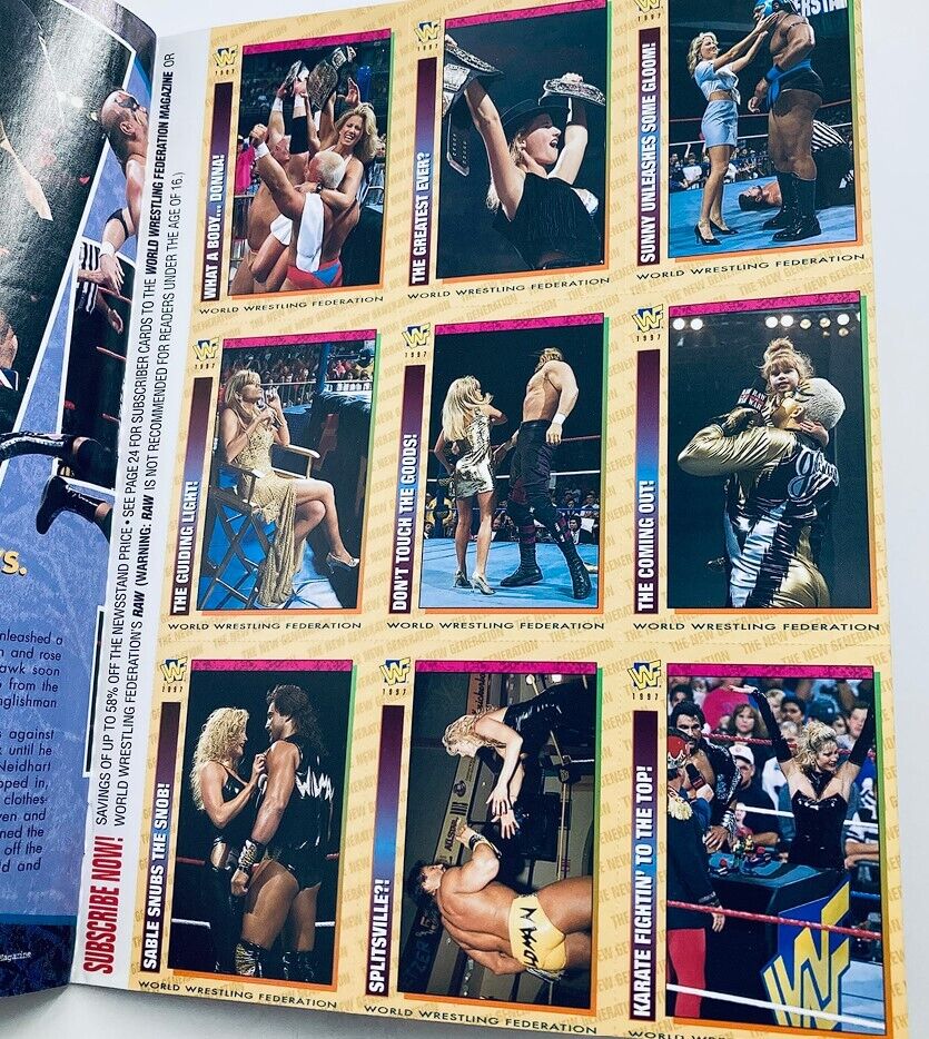 WWF World Wrestling Federation Magazine September 1997 featuring a collage of wrestling cards showcasing popular wrestlers and moments from the late 90s wrestling scene.