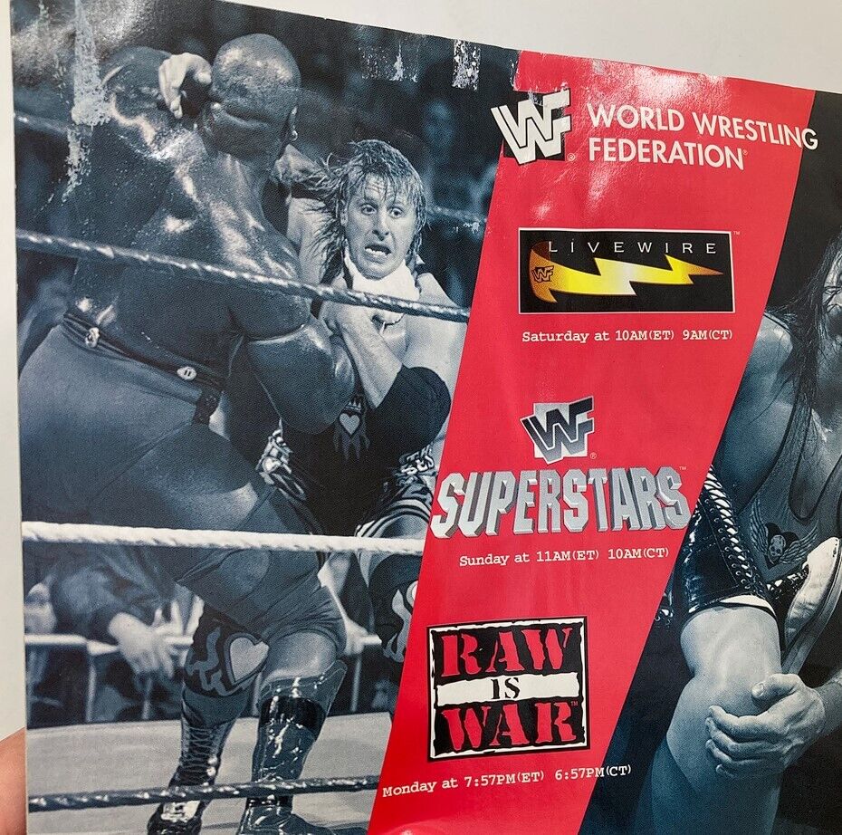 Back cover of WWF World Wrestling Federation Magazine September 1997 highlighting wrestling event schedules for RAW and other shows, representing the excitement of 90s wrestling.