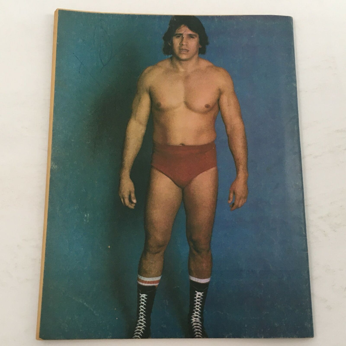 Cover of The Ring's Wrestling Magazine April 1980 Vol 17 #2 showcasing a featured wrestling star posing against a blue background, dressed in red wrestling attire.