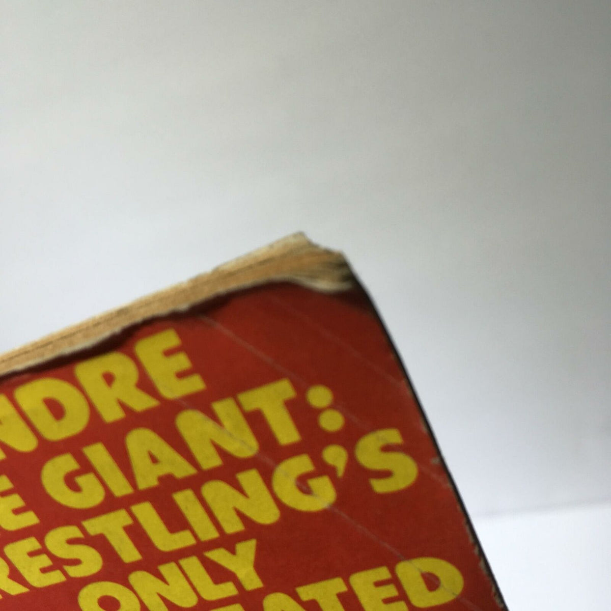 Top edge of the 'Wrestling 1977 Annual Winter 1977 - Andre the Giant' magazine, displaying the title and tagline about Andre the Giant being the only undefeated superstar.