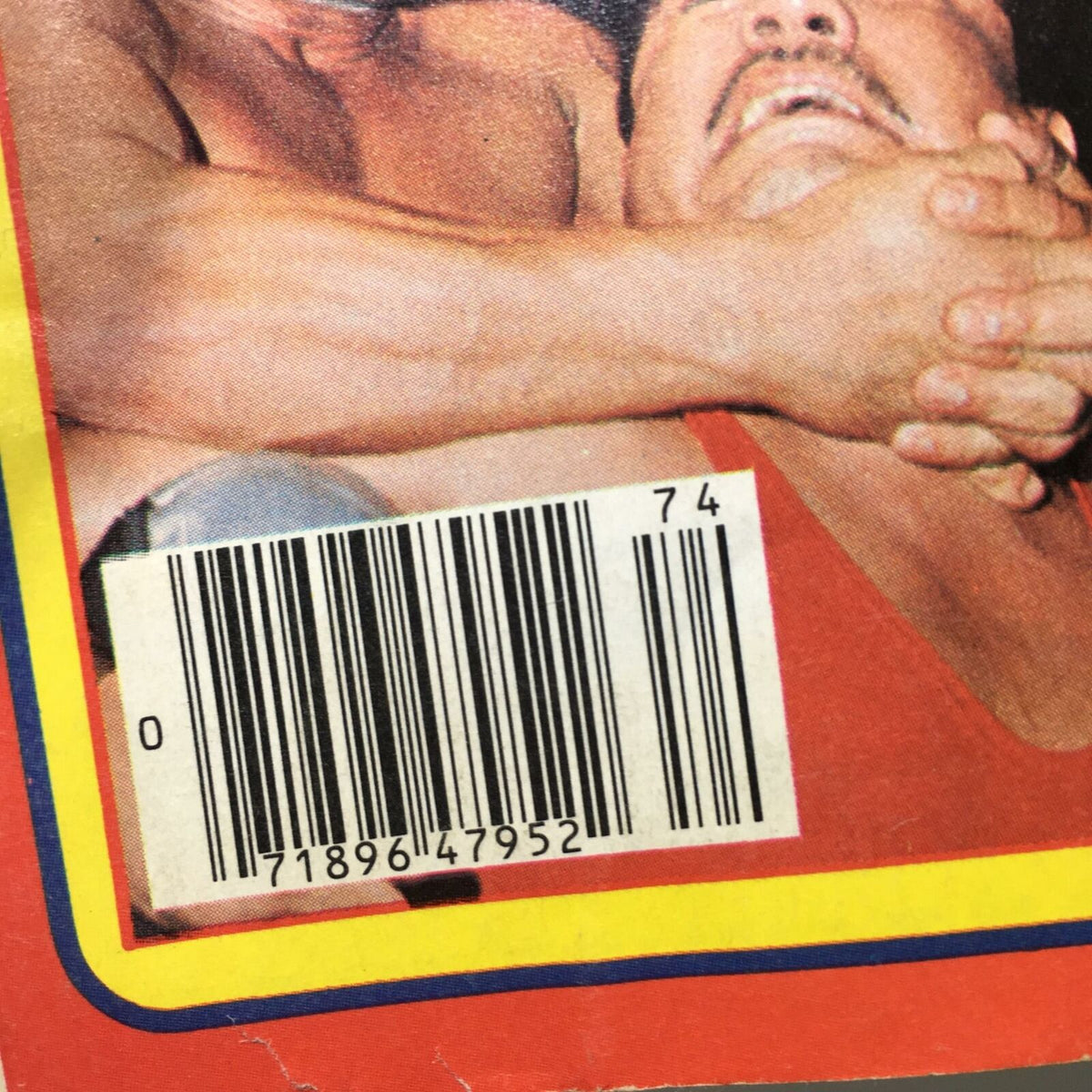Back cover of the 'Wrestling 1977 Annual Winter 1977 - Andre the Giant' magazine showing a barcode and a wrestling action depiction.
