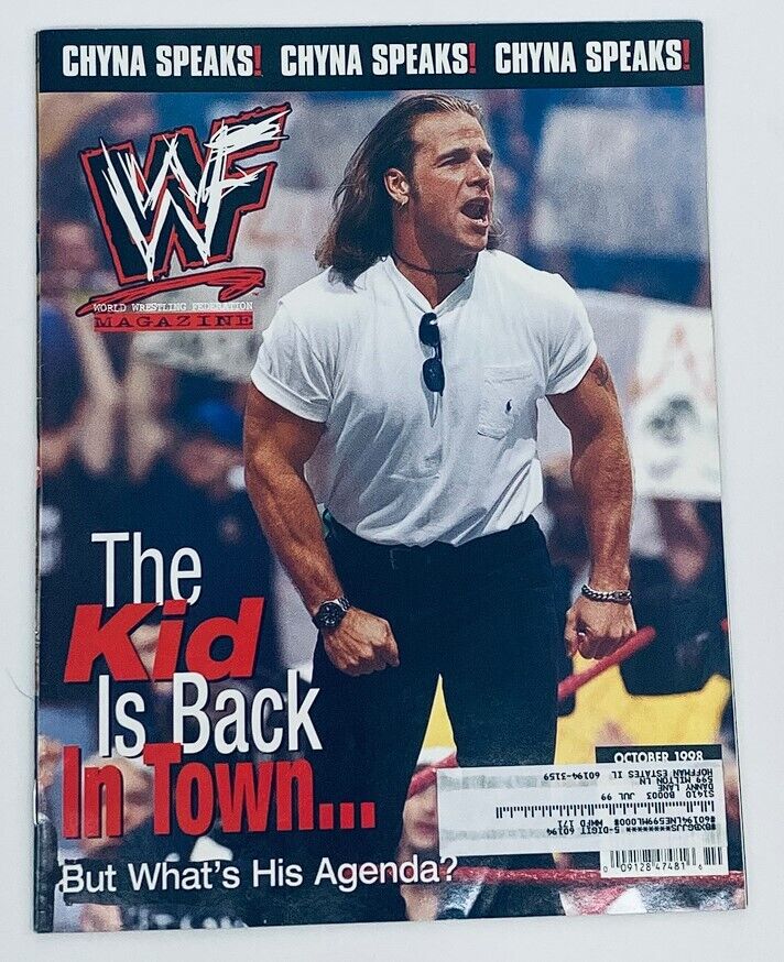 WWF World Wrestling Federation Magazine October 1998 cover featuring Shawn Michaels with headline 'The Kid Is Back In Town... But What's His Agenda?'.