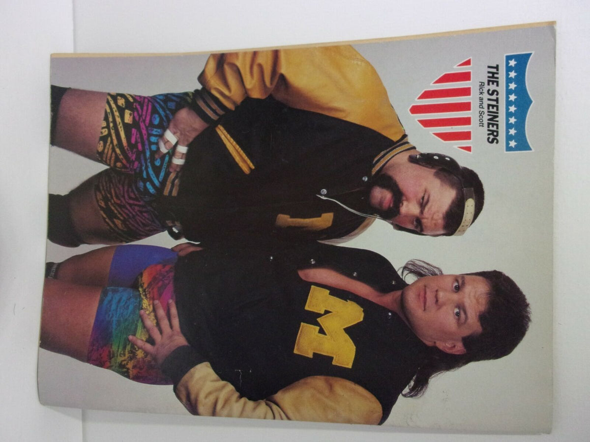 Interior page of Wrestling USA Magazine, September 1992, featuring a photo of the Steiner Brothers wrestlers Scott and Rick, emphasizing their iconic presence in the WWF.